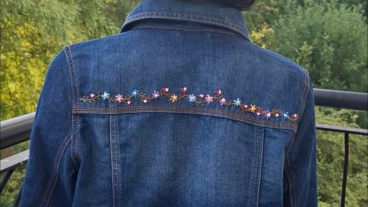 How to Hand-Embroider a Denim Jacket with Beginner Stitching Tutorials // Beautiful hand embroidery