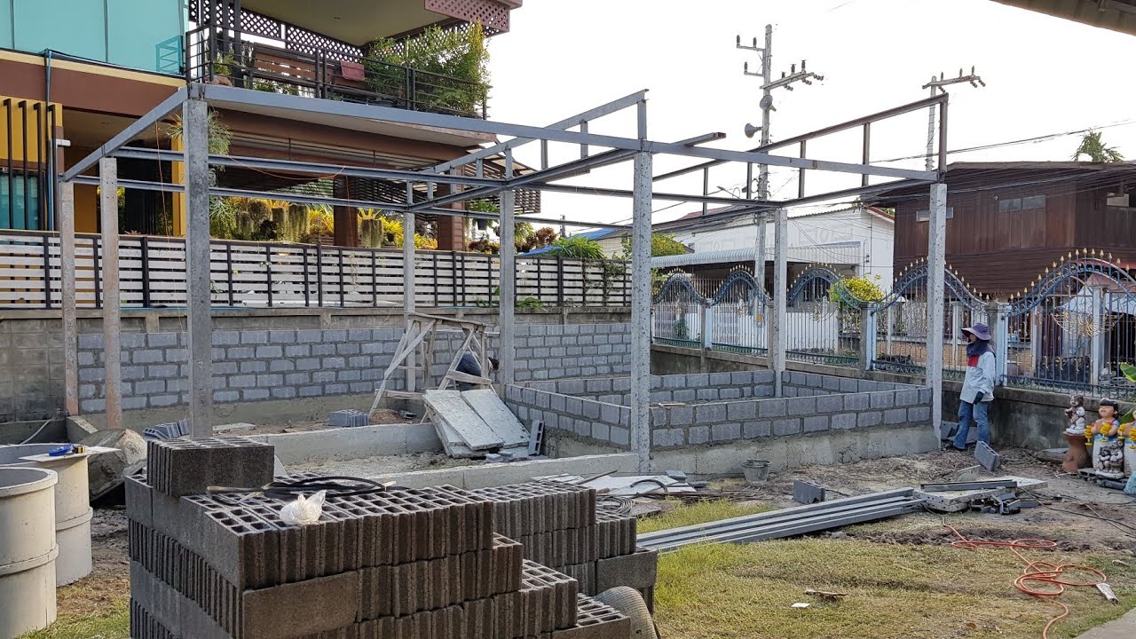 การทำโครงหลังคาเหล็ก สร้างบ้าน ตอนที่1