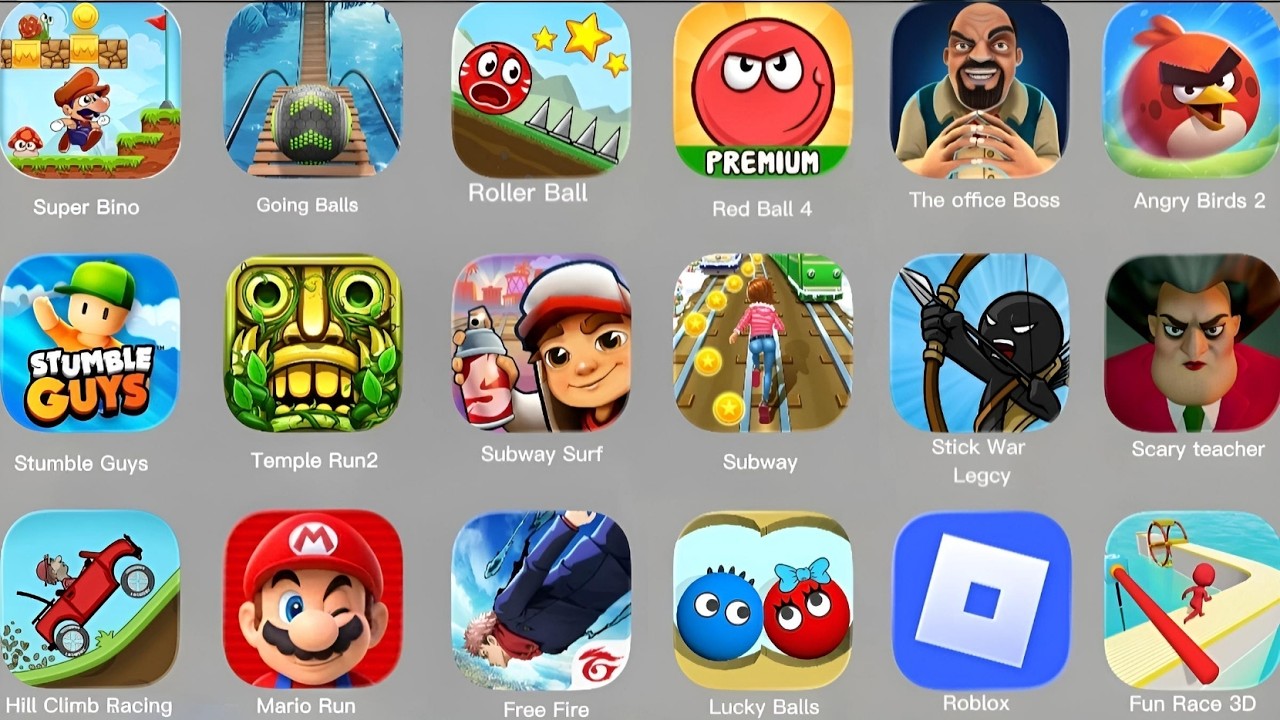 Red Ball 4,Stick War Legacy,Subway surf,Subway Princess,Angry Birds 2,Lucky Balls