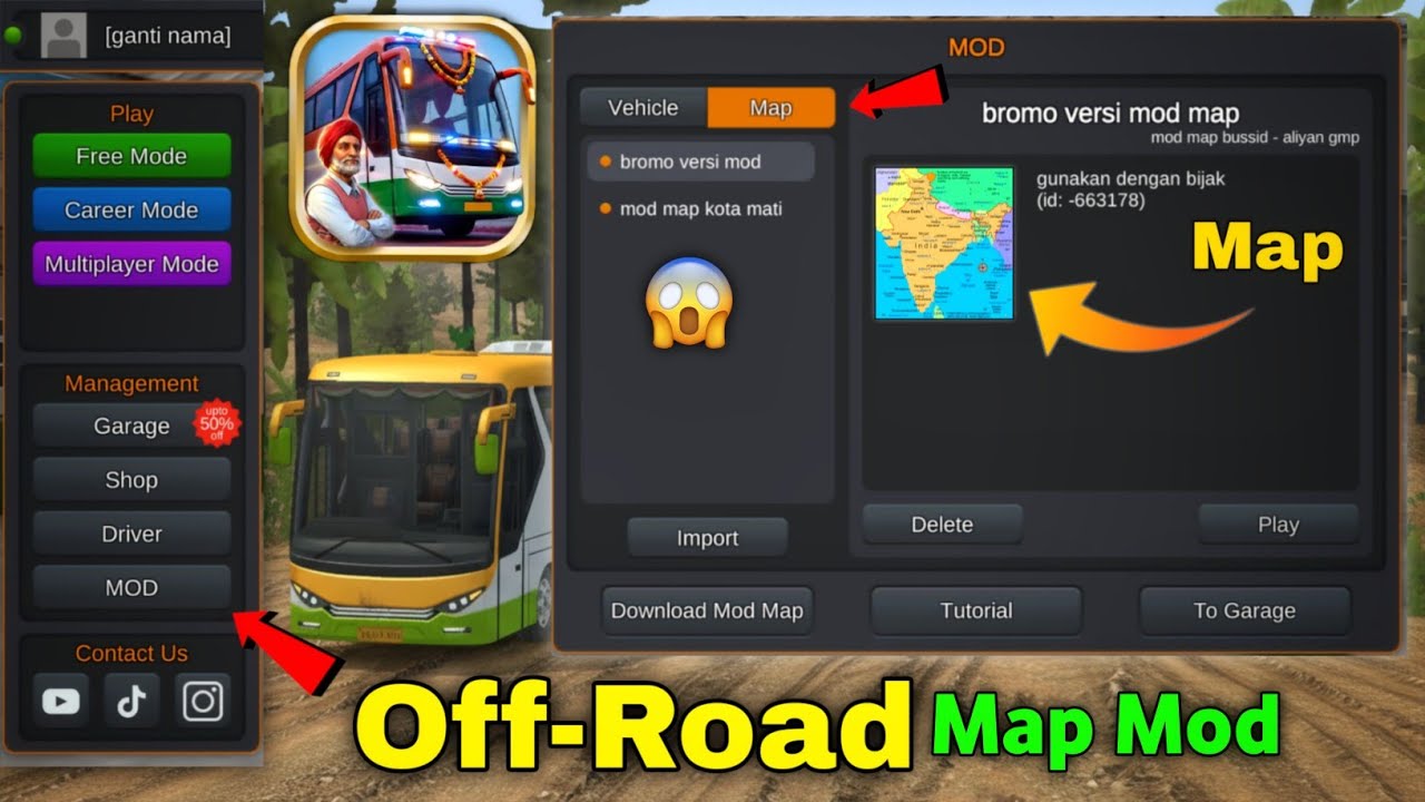 Bus Simulator India Game Offroad MAP Mod Kaise Add Kar Le | Bus Simulator India Offroad 