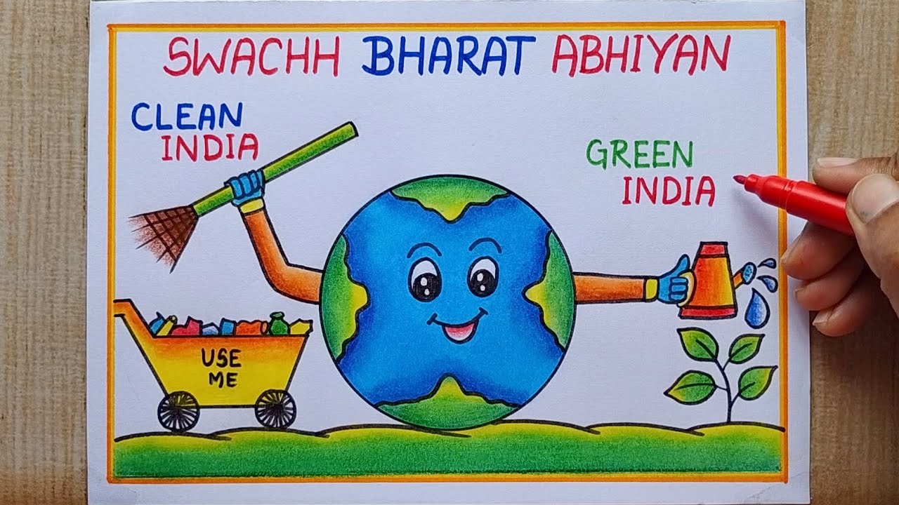 Swachh Bharat Abhiyan drawing| Swachh Bharat Abhiyan poster drawing| Clean India Green India drawing