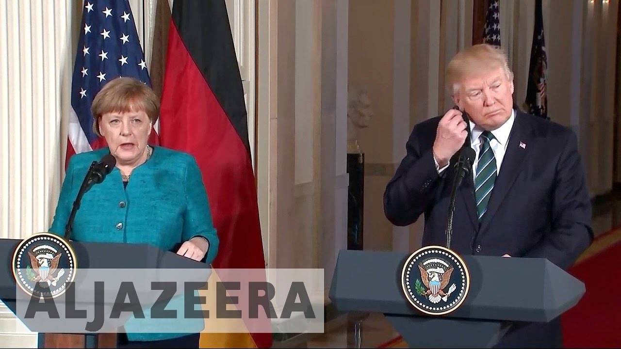 Phone-tapping claims in focus at Trump and Merkel meet