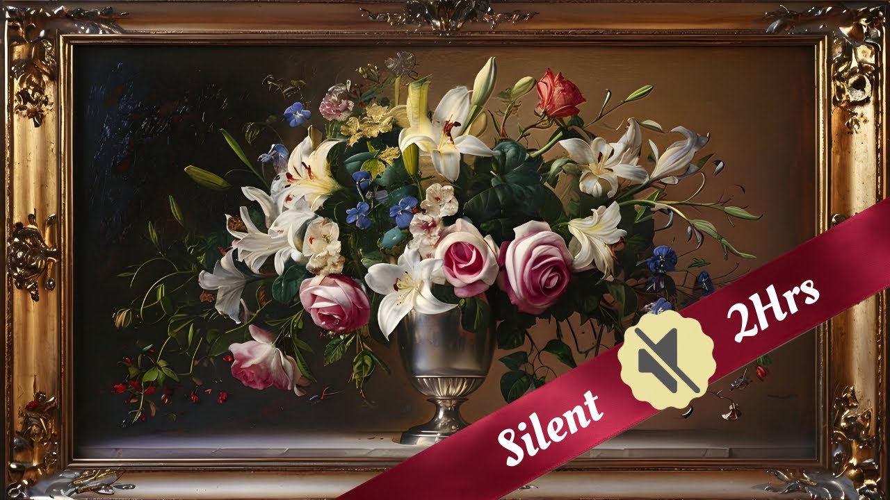 2-Hour 4K 📺 TV Art Frame 🔇Silent 🖼️ Floral Symphony 🎨 Da Vinci-Inspired Painting 🎵Music by Chelloxki