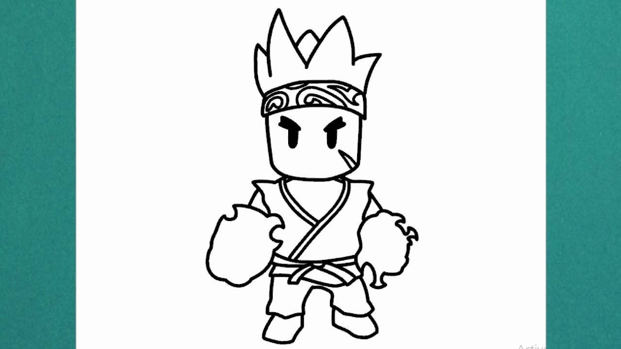 Como dibujar a Sensei Firefist de Stumble Guys