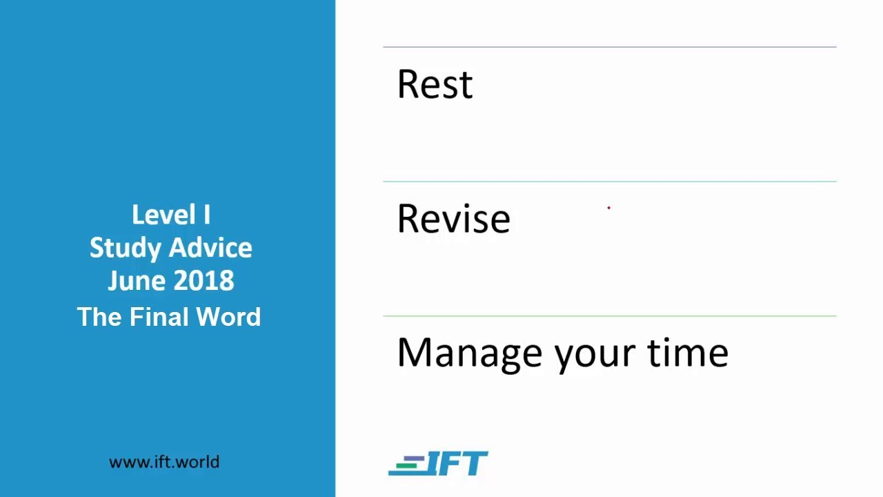 Level I CFA: Study Advice - June 2018 - Final Word