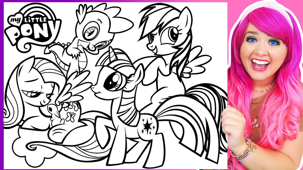 Coloring My Little Pony Fluttershy, Rainbow Dash, Twilight Sparkle & Spike the Dragon | Markers