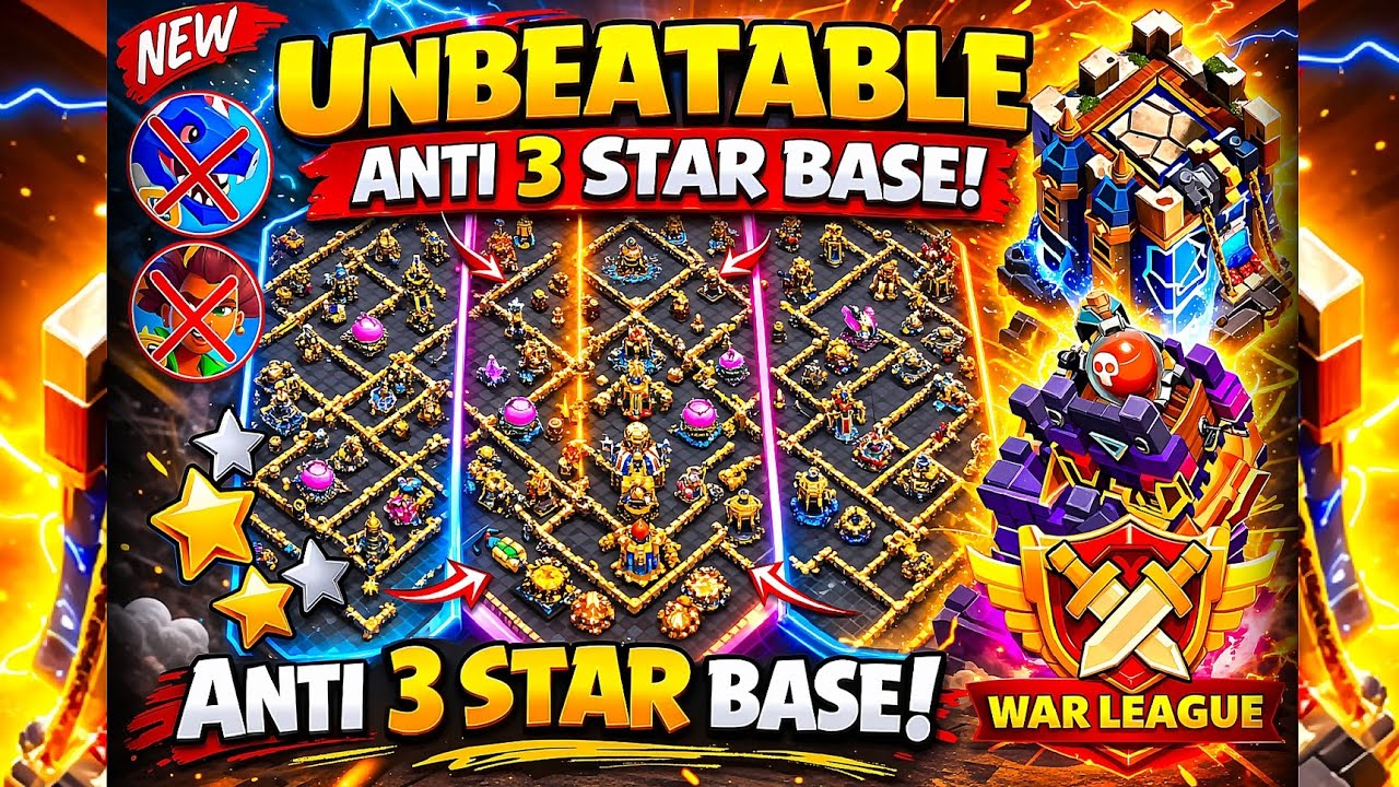 NEW Updated - TH18 only 1* STAR War Base with Link Best Town Hall 18 Base 2026 | Clash of Clans