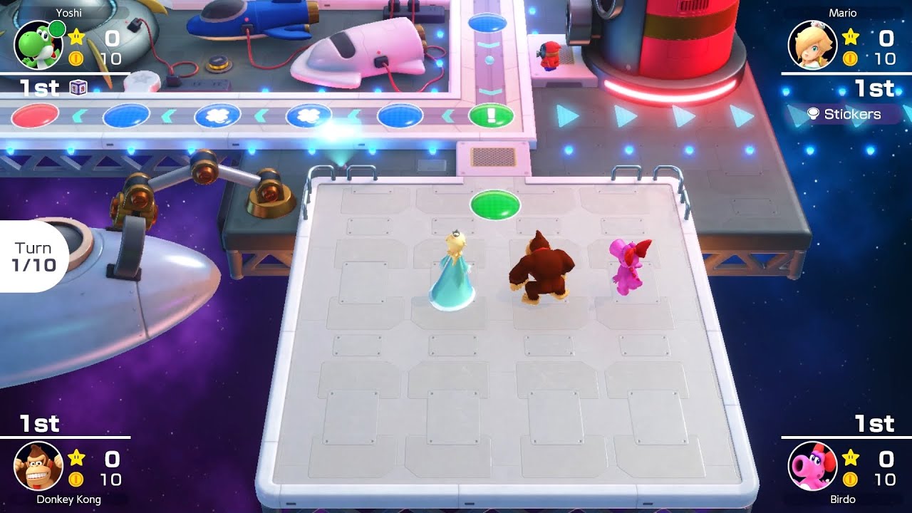 Mario Party Superstars #978 Space Land Rosalina vs Yoshi vs Birdo vs Donkey Kong