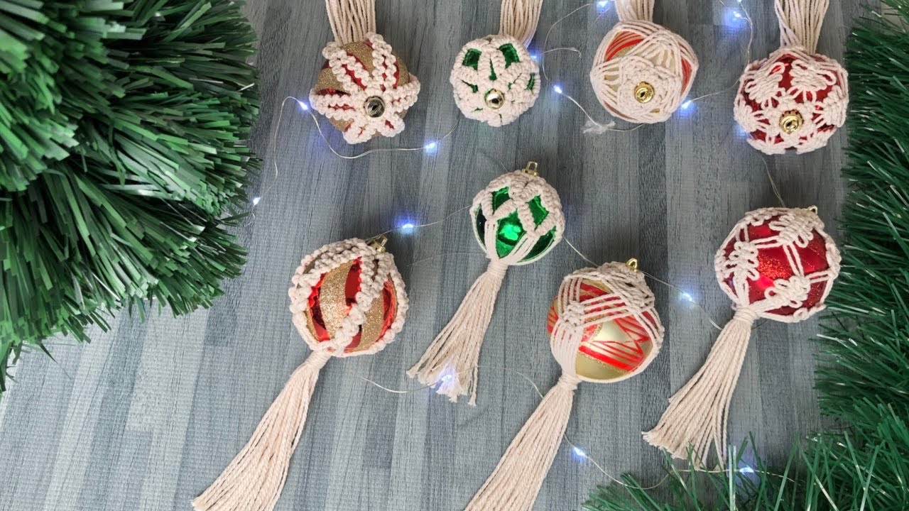 ENFEITES DE NATAL EM MACRAM&Ecirc; | BOLINHAS  NATALINAS PERSONALIZADAS | PASSO A PASSO.