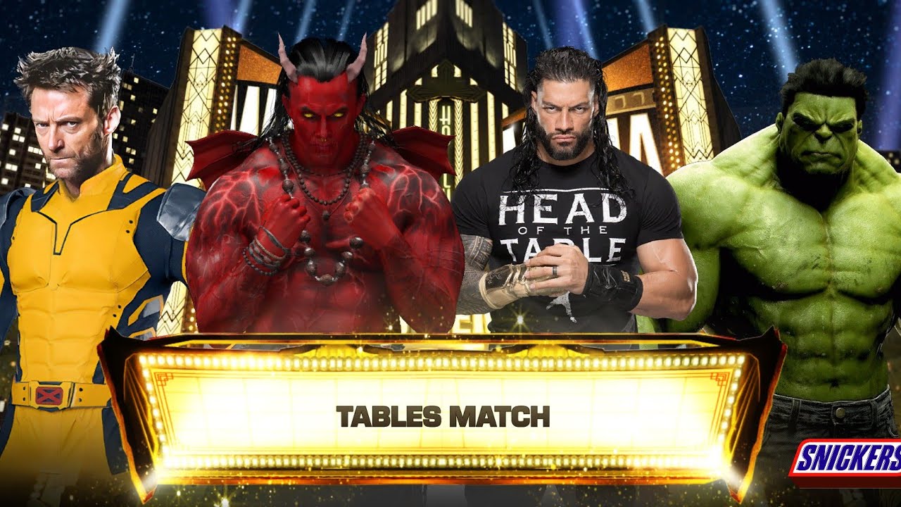 Fatal 4 Way Hulk Vs Roman Vs Wolverine Vs Devil  Full Fight wwe2k24 #new #wwe #usa #viral #wrestling