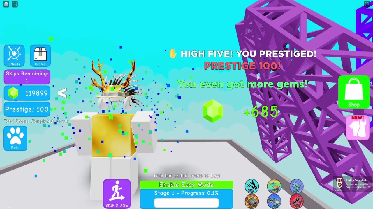 Roblox - Mega Easy Obby - 100th Prestige, 100% Not Worth It