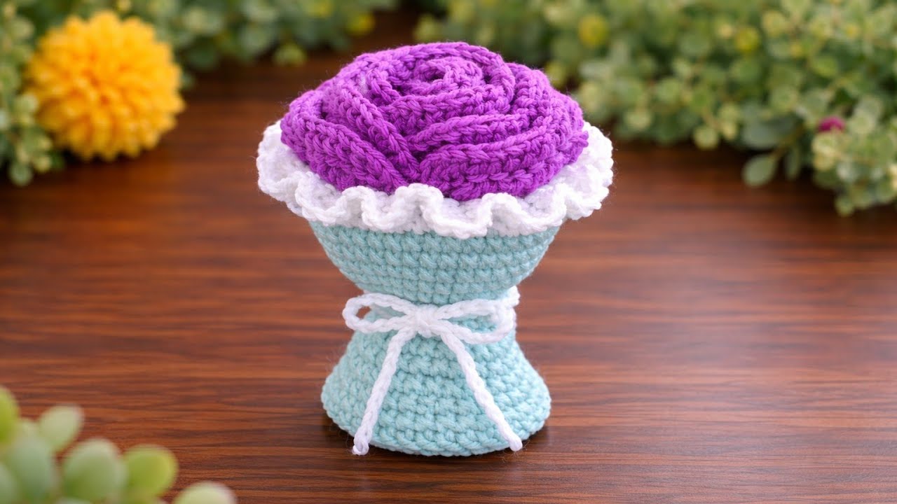 Crochet Rose Flower Bouquet Tutorial | Easy & Aesthetic Handmade Flower #flowers 