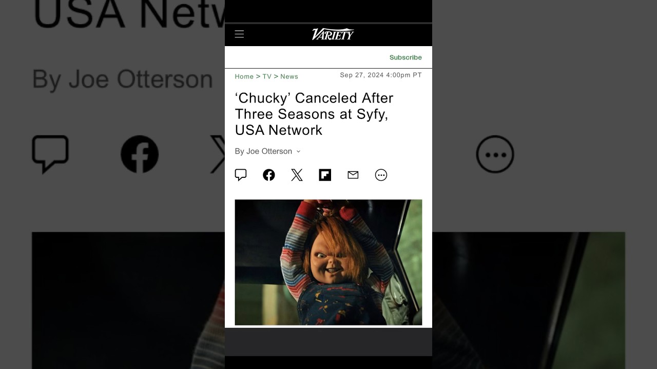 CHUCKY IS CANCELLED 😭 #horrornews #horrormovies #chucky #shorts