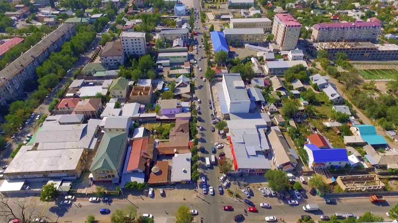Полет над г.Каскелен. ул. Алматинская(Аблайхана). Акимат. Автовокзал. Часть 3
