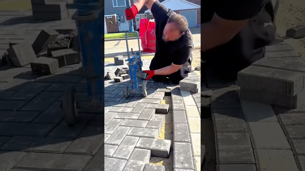 Manual Paving Block Cutting for a Professional and Seamless Driveway Finish