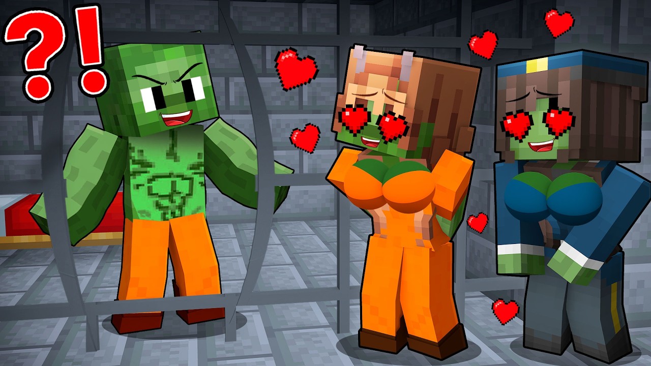 Zombie Muscle Rush a Jail and Girls loves him (Minecraft)