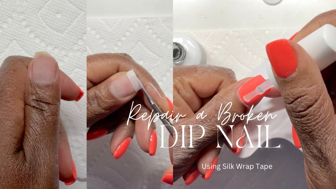 Repair a Broken Nail Using Silk Wrap Tape | Dip Nail Tutorial