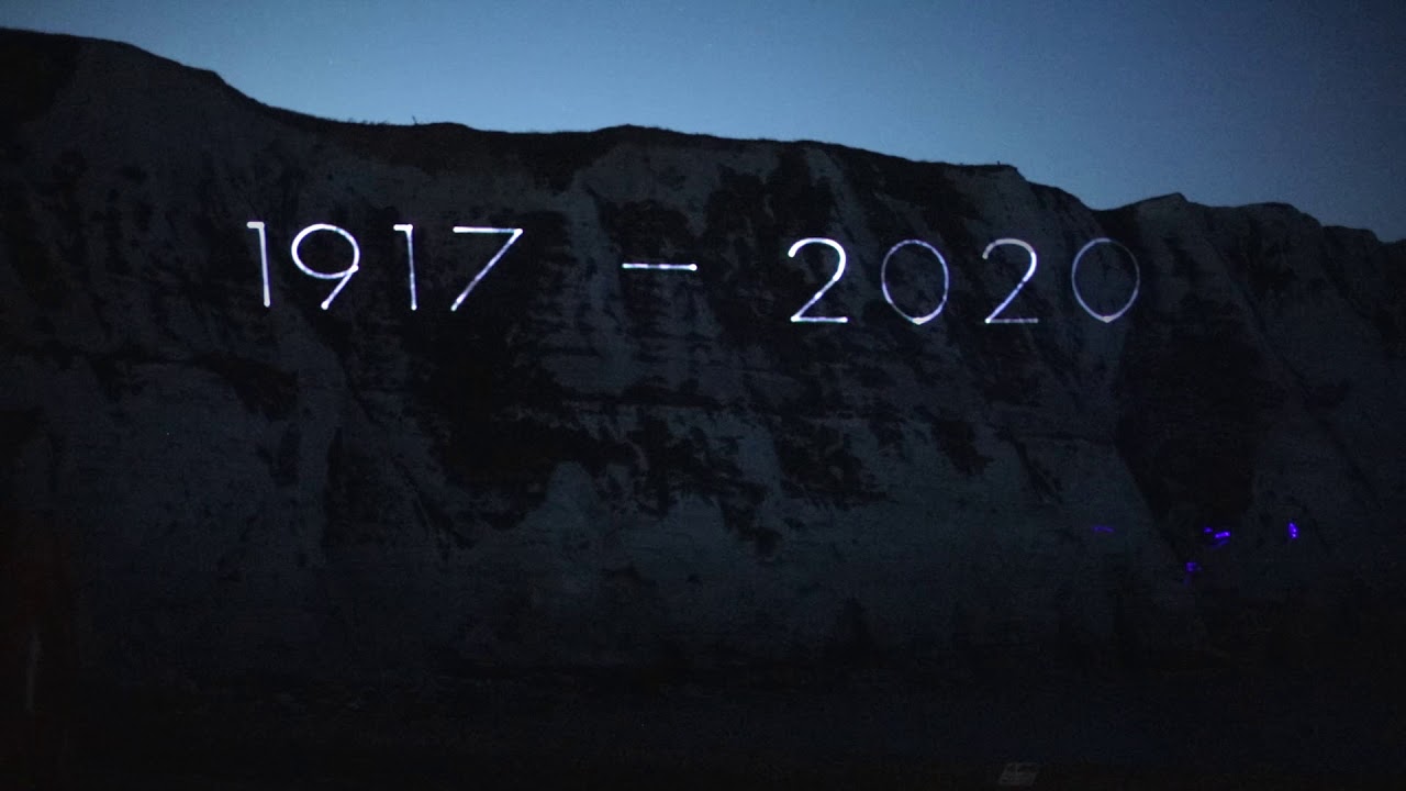 A tribute to Dame Vera Lynn, laser projection onto the White Cliffs of Dover - Kent Media Group
