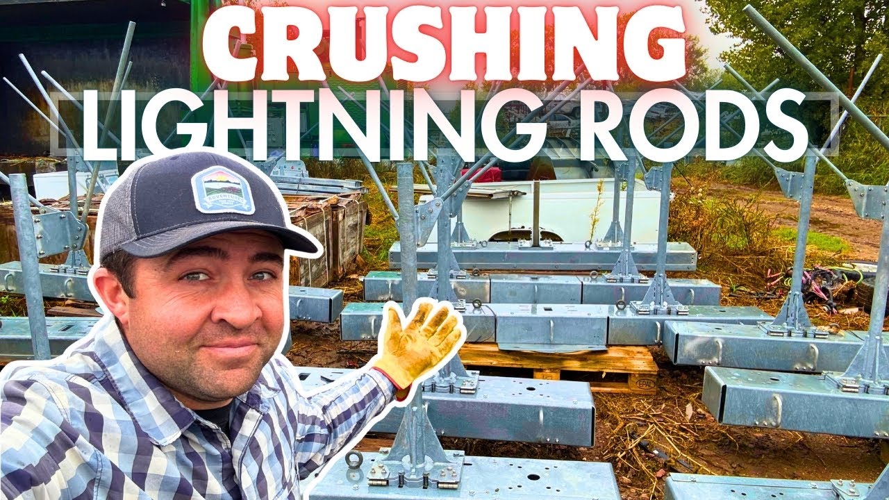 Crushing Huge LIGHTNING RODS During a Storm! (Factory Cleanup)