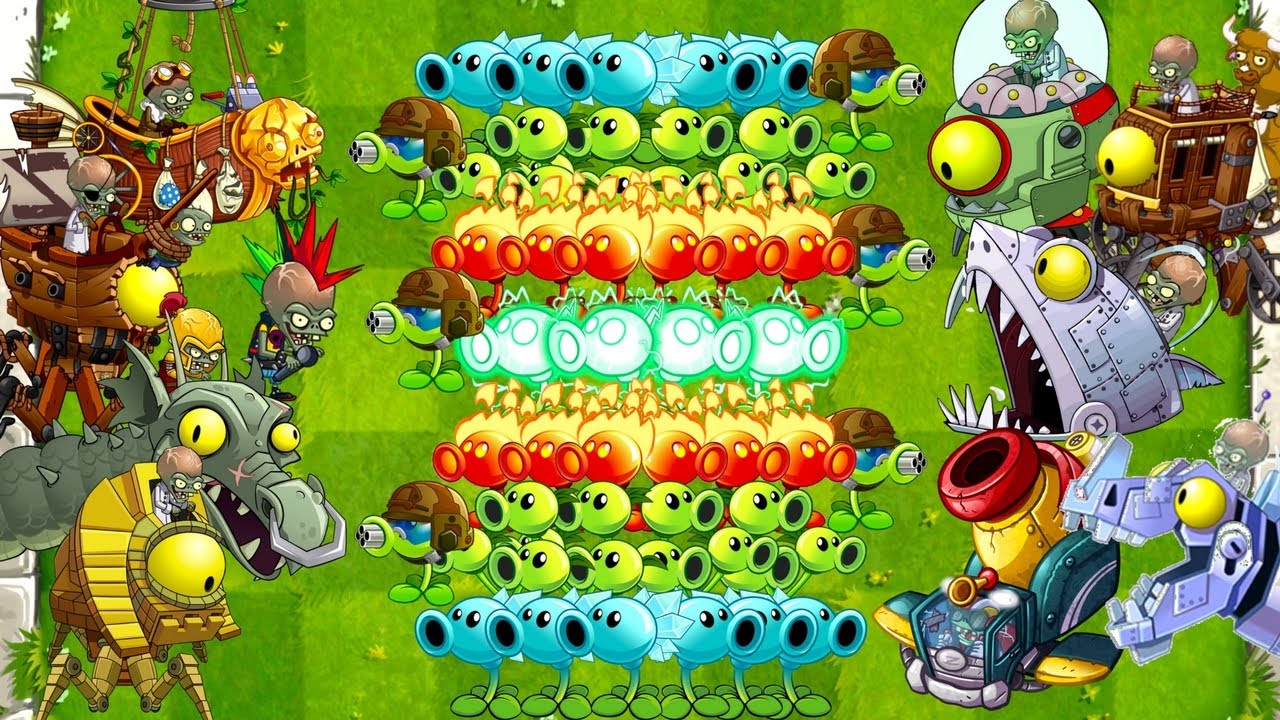 Plants vs Zombies 2 Dr. Zomboss vs All Pea Plants in Battlez Zombot Gameplay