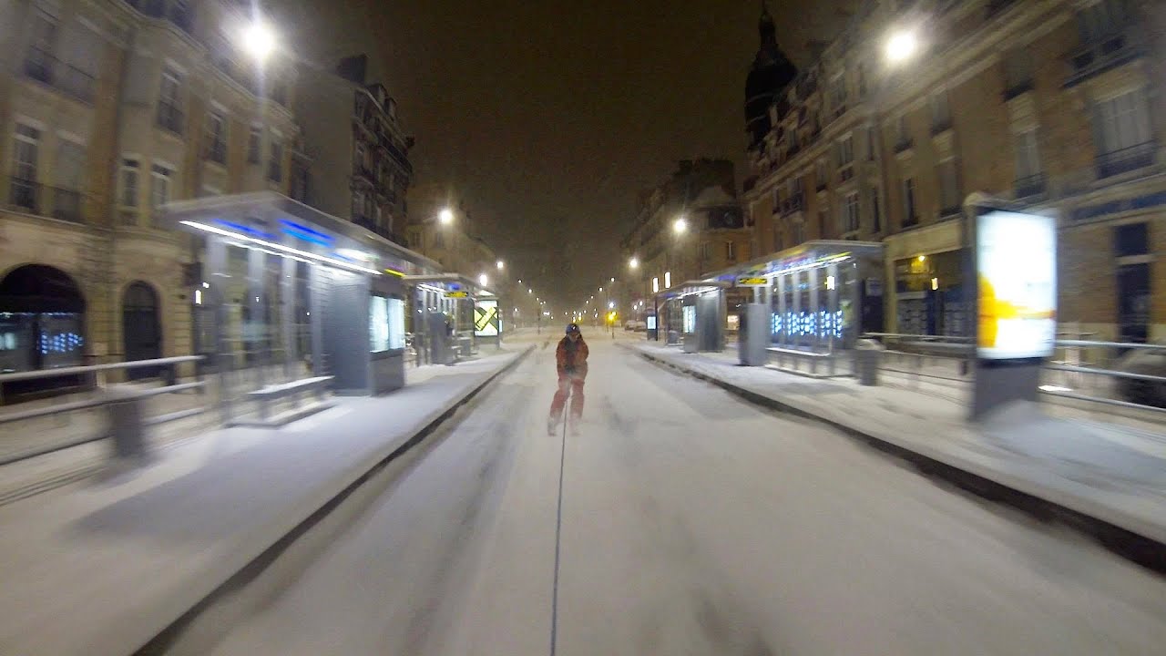 Ski tracté en centre ville de Reims !