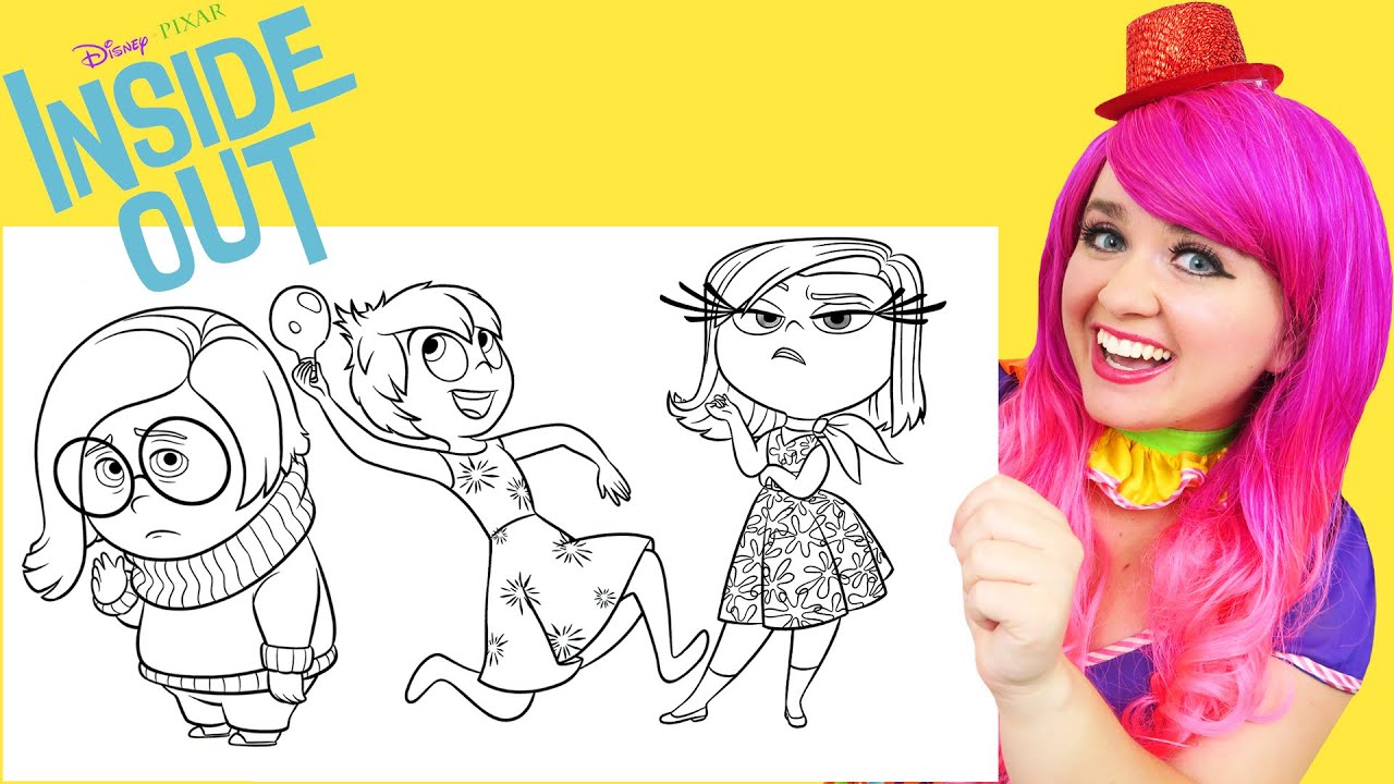 Coloring Inside Out Joy, Sadness & Disgust