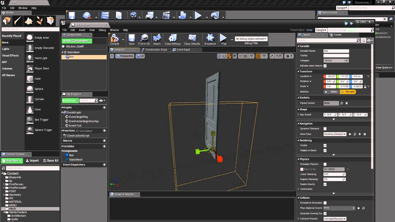 31 Открывание, закрывание двери в Unreal Engine
