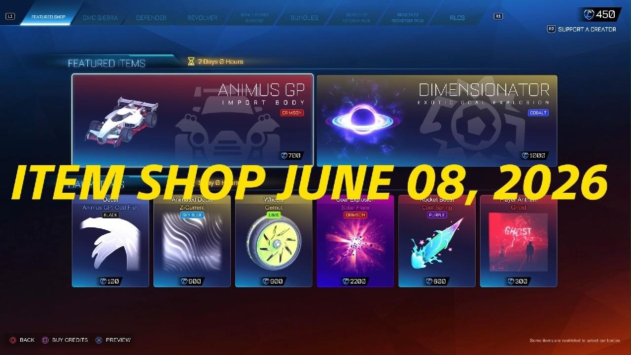 Rocket League ITEM SHOP JUNE 08, 2026 & DEFENDER NEW BUNDLE