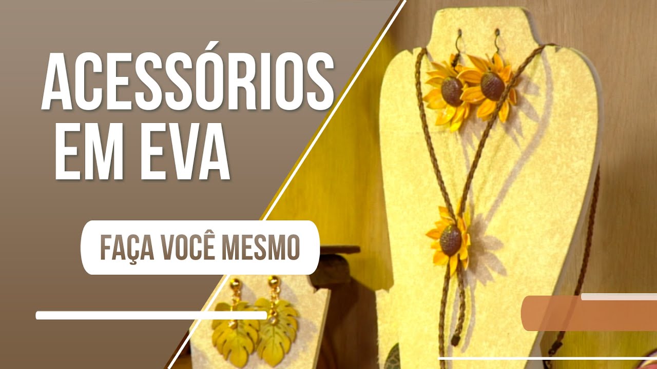 Conjunto de brincos e colar feitos de EVA com efeito resinado!