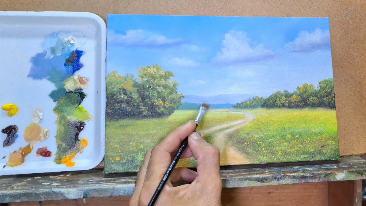 Oil Landscape Painting – Relaxing Timelapse