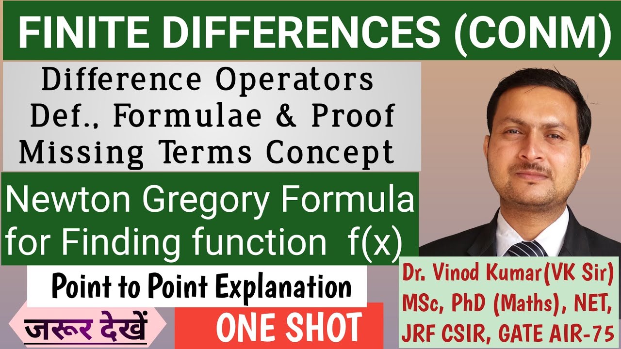 Difference Operators | Missing Terms Evaluation | Newton Forward Difference Formula | ONE SHOT CONM