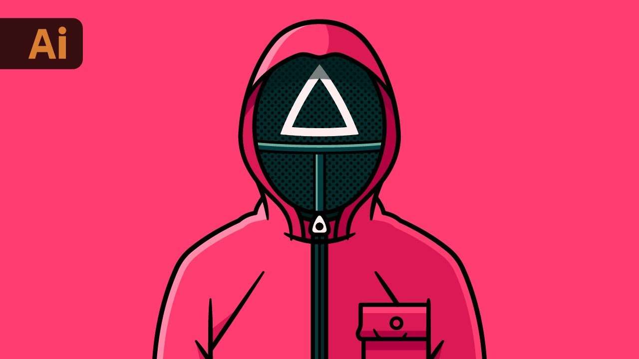 Adobe Illustrator - Creating a Flat Design Squid Game Character (HD)