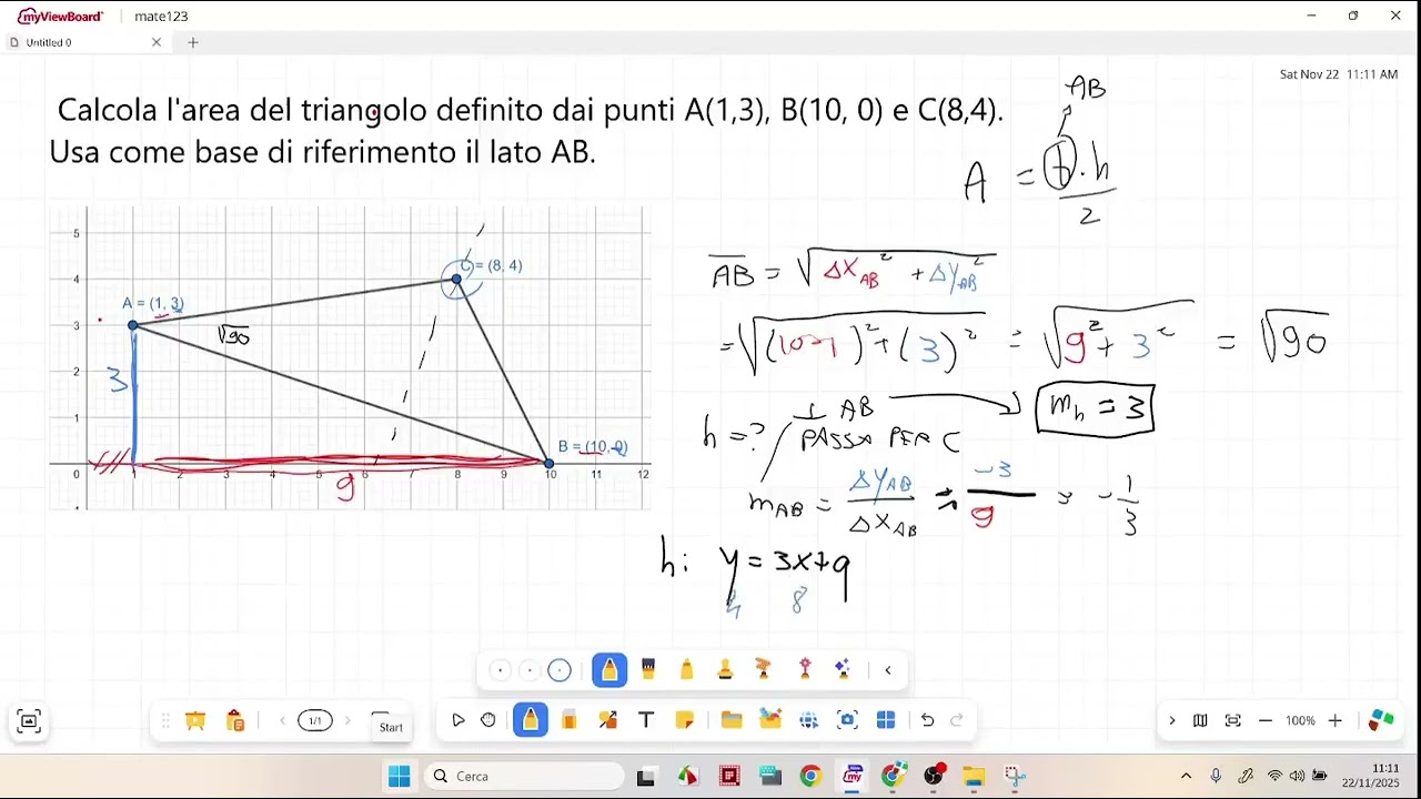 Geometria analitica - area triangolo con calcoli