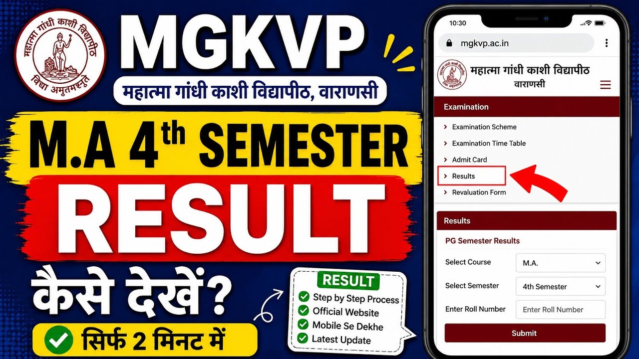 MGKVP M.A. 4th Semester Result 2026 Kaise Dekhen | MA 4th Semester Result Check Online