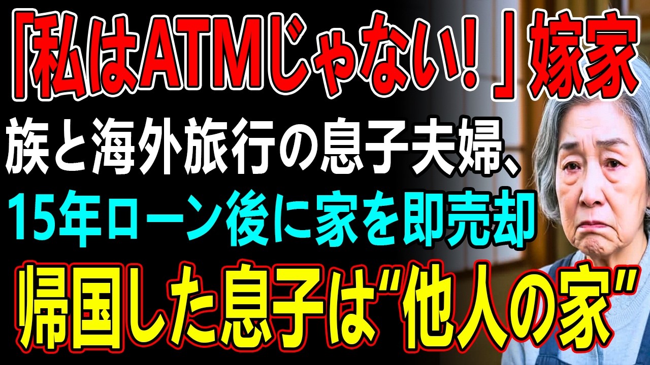 「私はATMじゃない!」嫁家族と海外旅行の息子夫婦、15年ローン後に家を即売却 帰国した息子は“他人の家”
