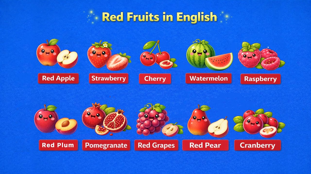 Learn Fruits in English – Part 9 (Red Fruits)
