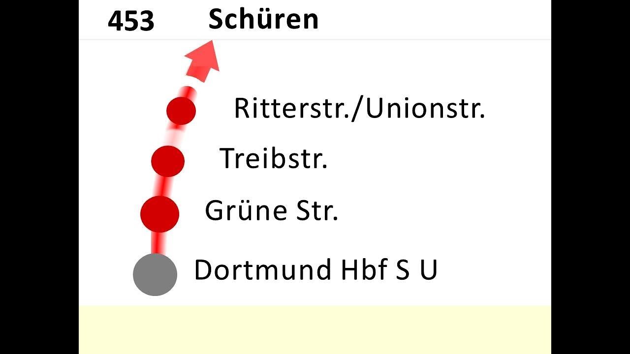 DSW21 Ansagen Bus 453 Stadtmitte - Schüren