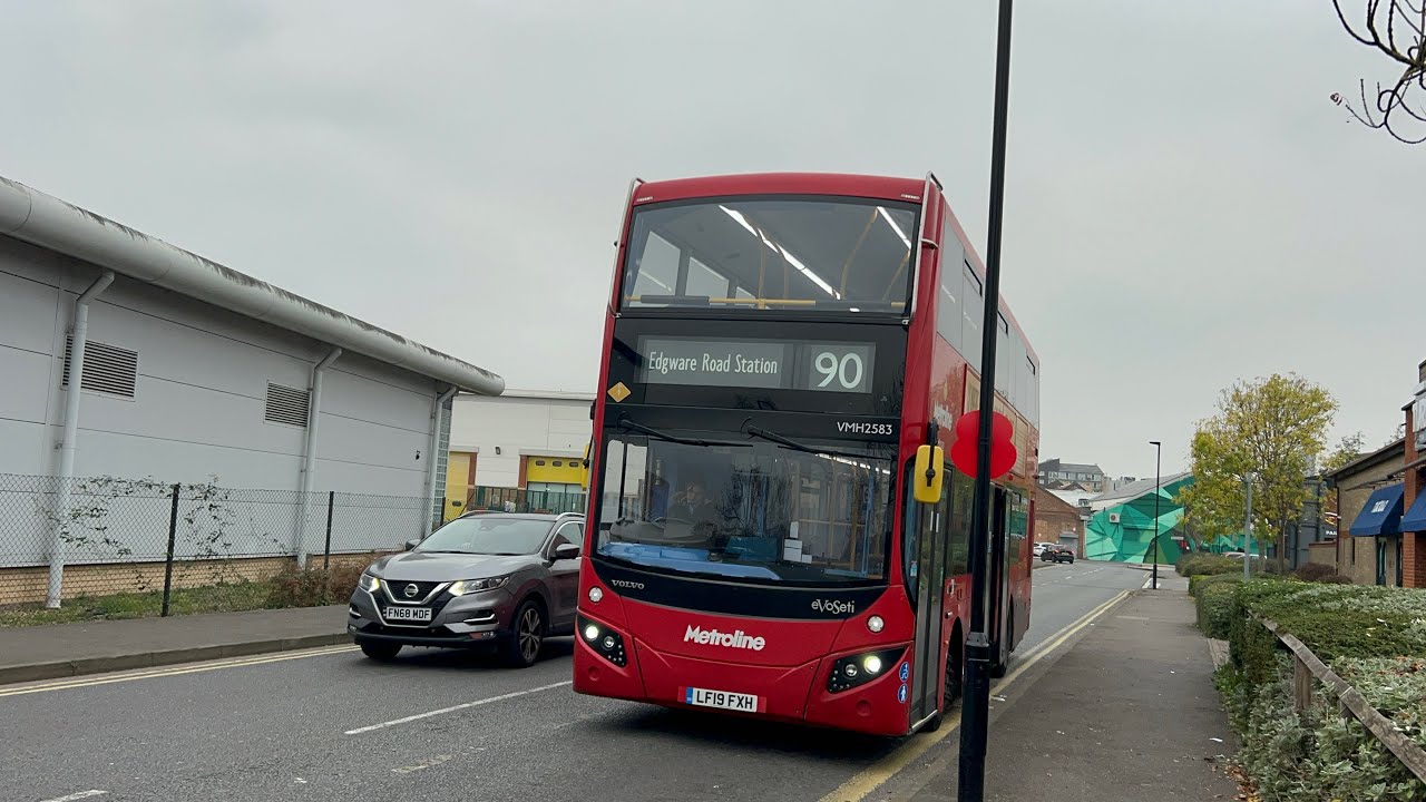 FULL ROUTE VISUAL|Metroline London Route 90|Feltham,Leisure West-Northolt Station|VMH2583(LF19 FXH)