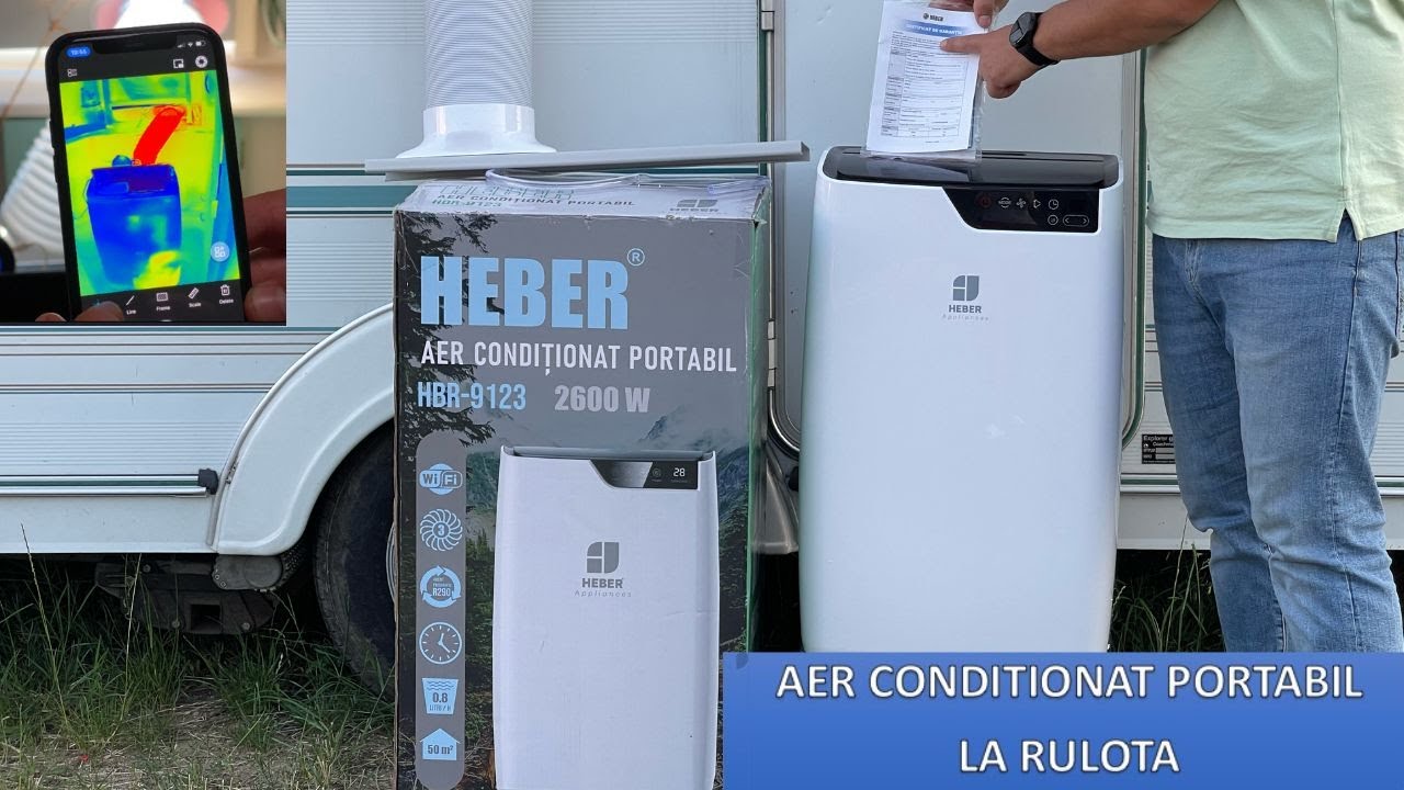 Aparat aer conditionat portabil Heber, 9000 BTU, Wi-Fi, Racire, Dezumidificare, Incalzire, TUYA