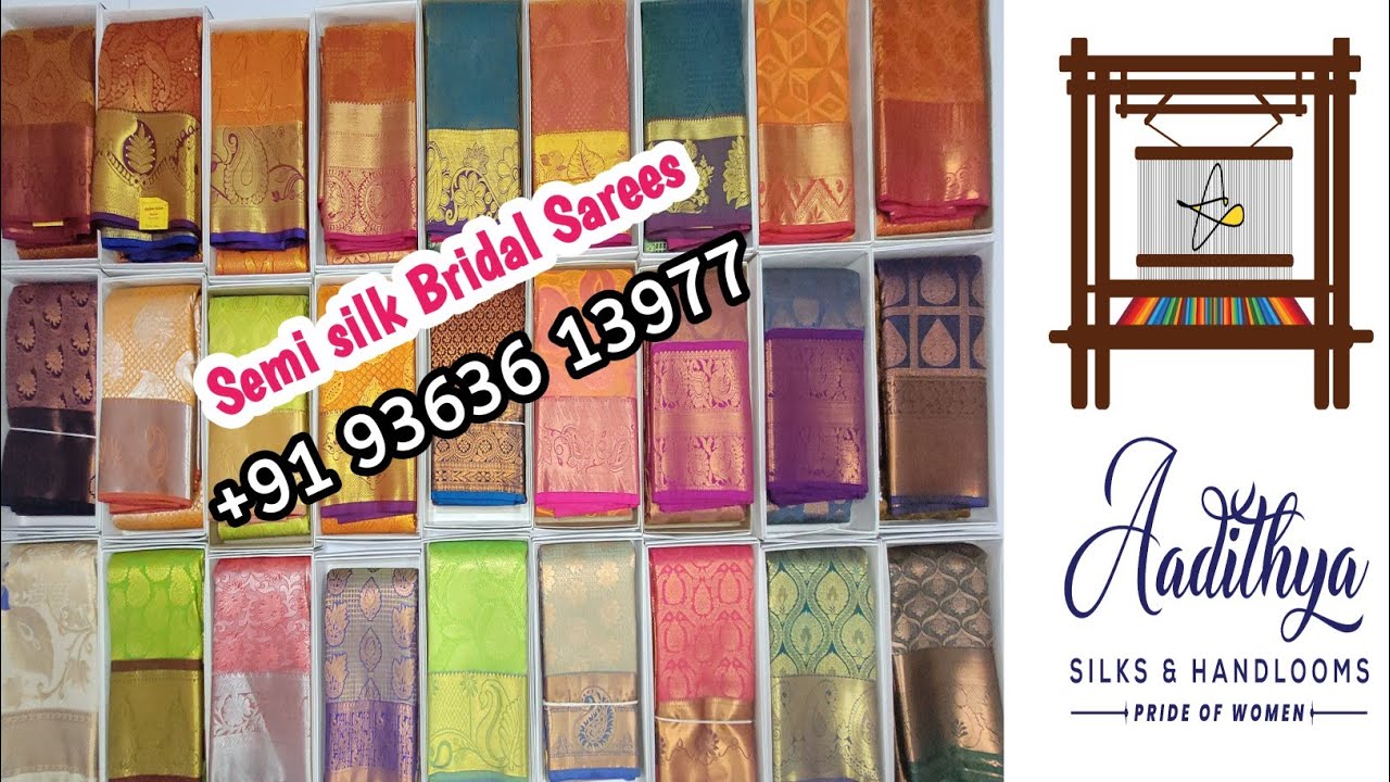 Semisilk Bridal Sarees||Aadithya Silks&Handlooms Sirumugai 93636 13977||#bridalcollections