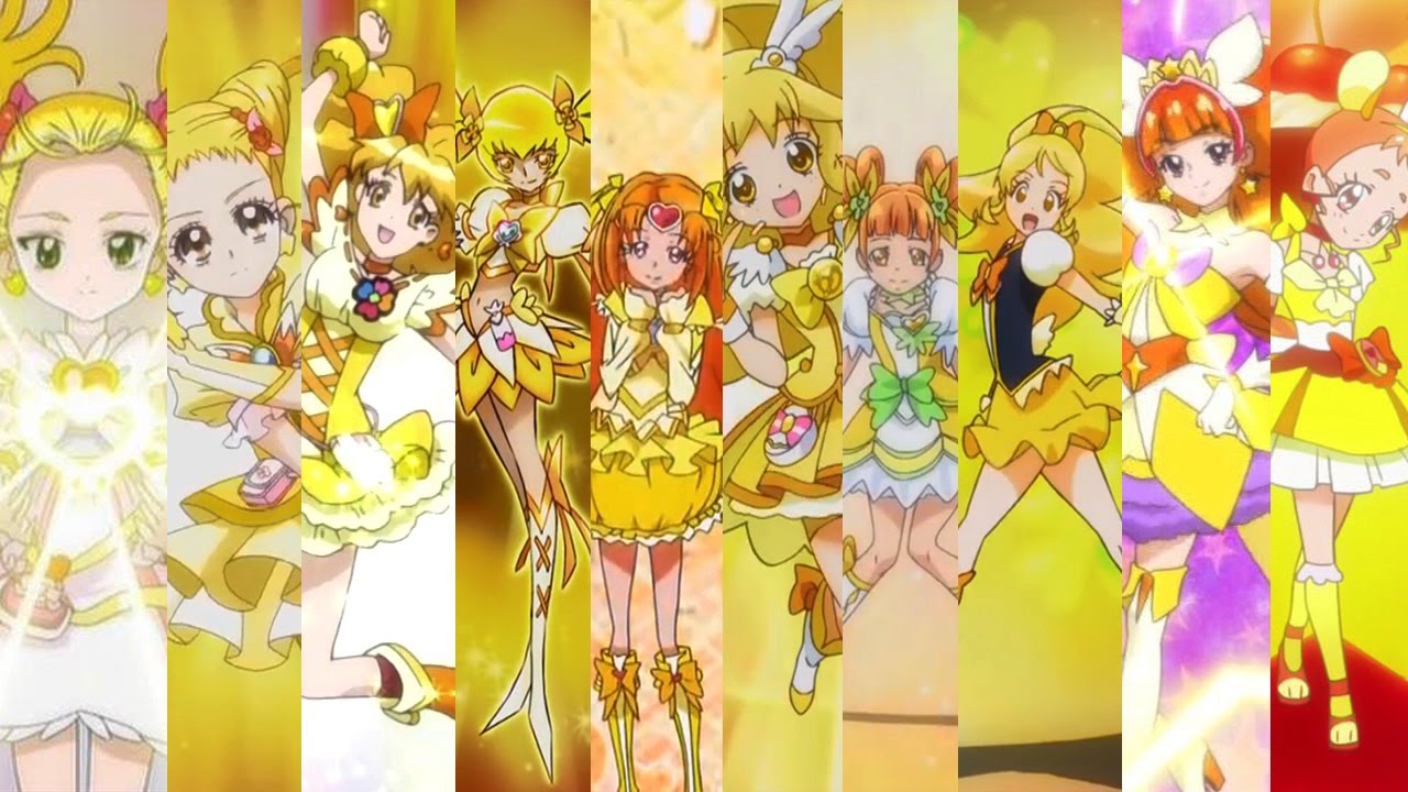 All Yellow Precure Transformations (Shiny Luminous to Cure Custard)