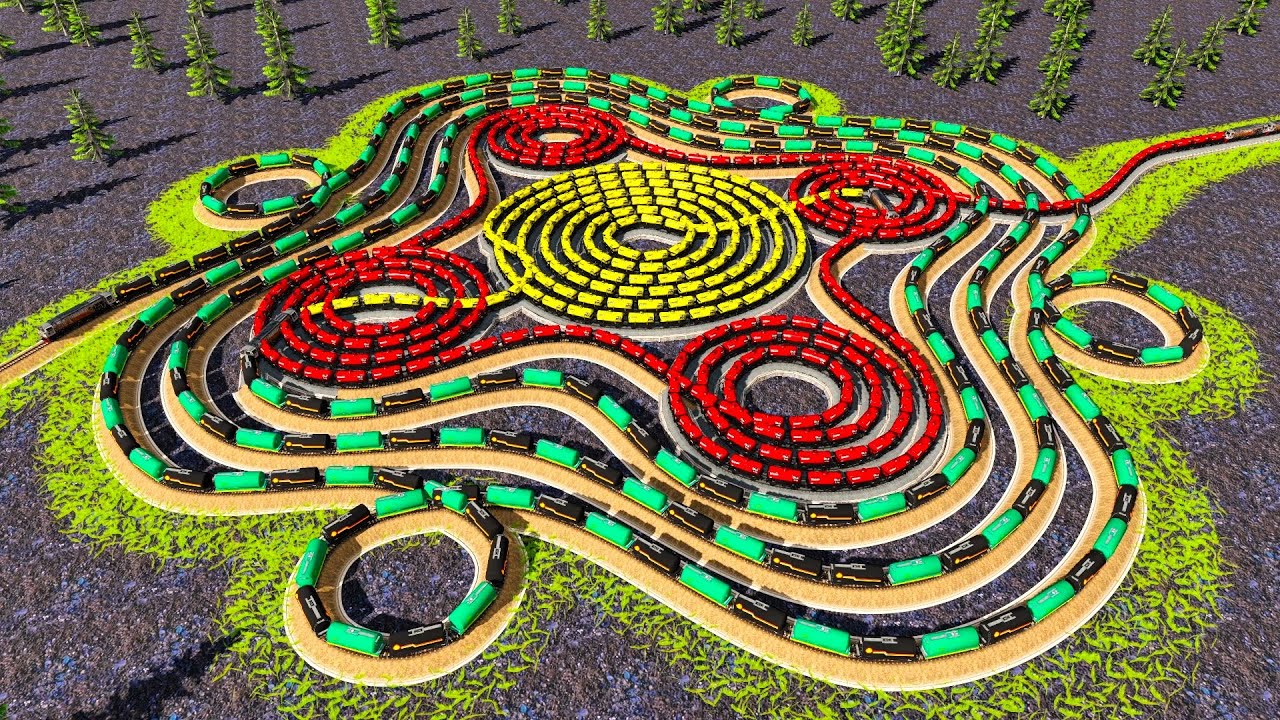 Messy Train Tracks Like a Giant Twisted Spinner🚇Very Long Train Spinning Fast🚂Trainz Simulator 2019