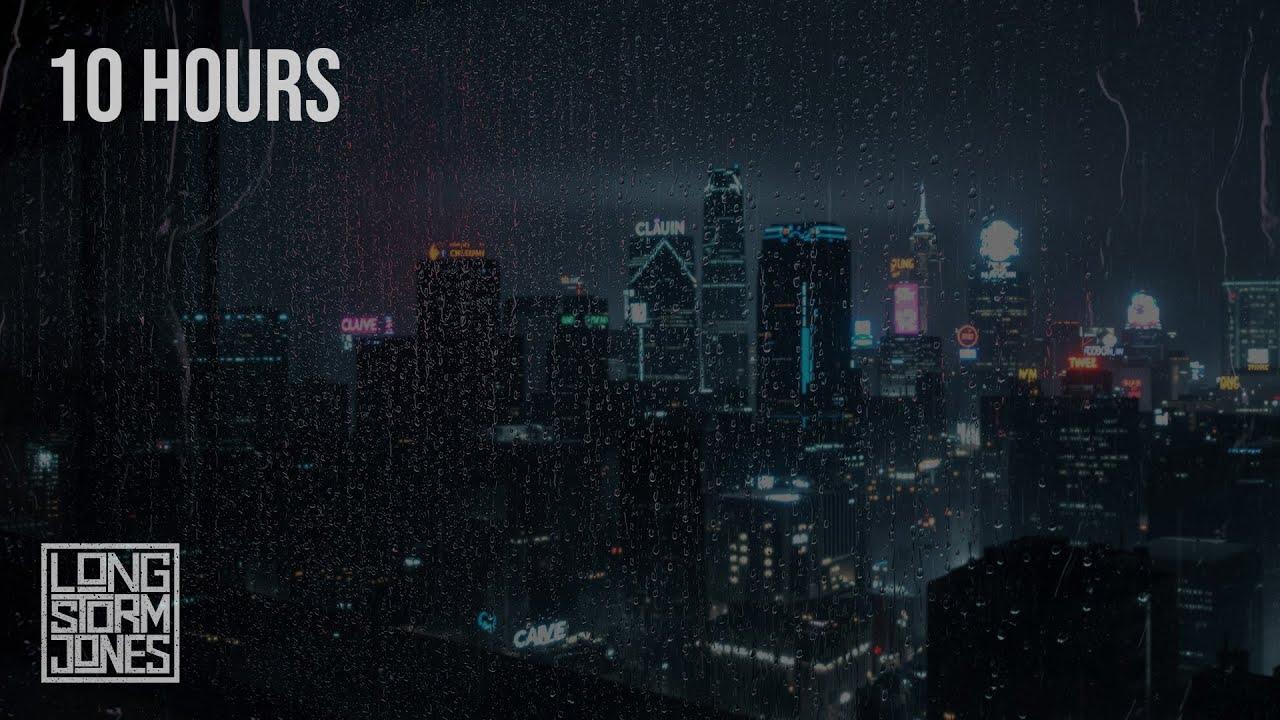 Mirror Glass Rain | Heavy Rain on High-Rise Windows & Low Thunder Rumbles | 10 HOURS