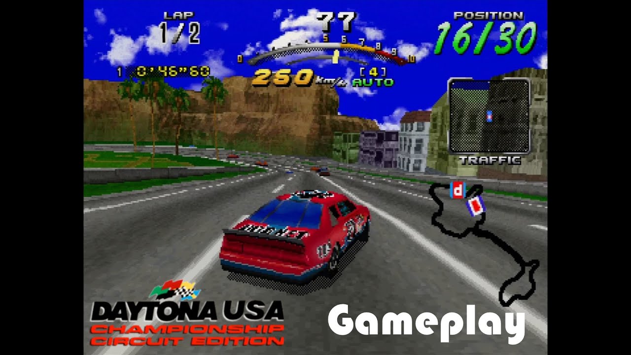 Daytona USA: Seaside Street Galaxy (Championship Circuit Edition) Sega Saturn (PAL 50Hz) Gameplay