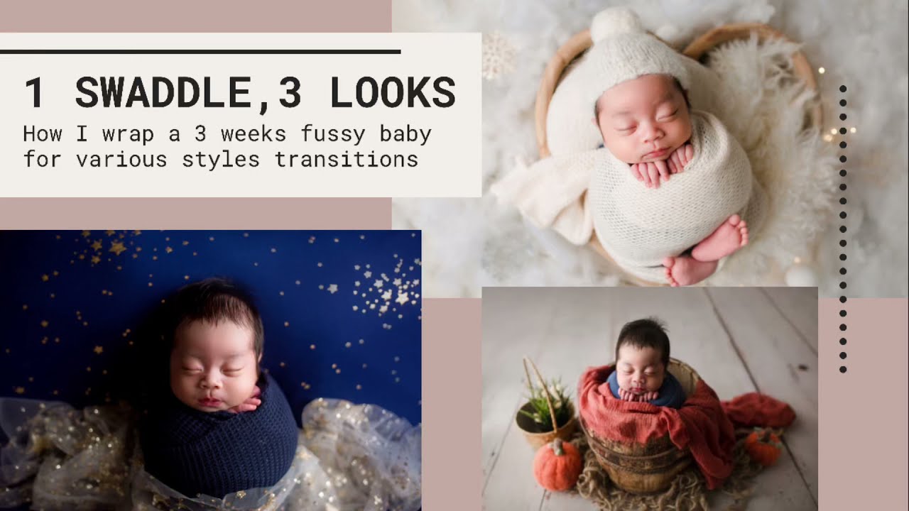 How I wrap a 3 weeks fussy baby for 3 setups and transitions in Newborn Photography