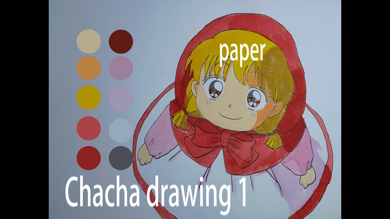 How To Draw Anime Style Girl Looking Up Watercolor coloring full body drawing  akazukin chacha 小紅帽恰恰