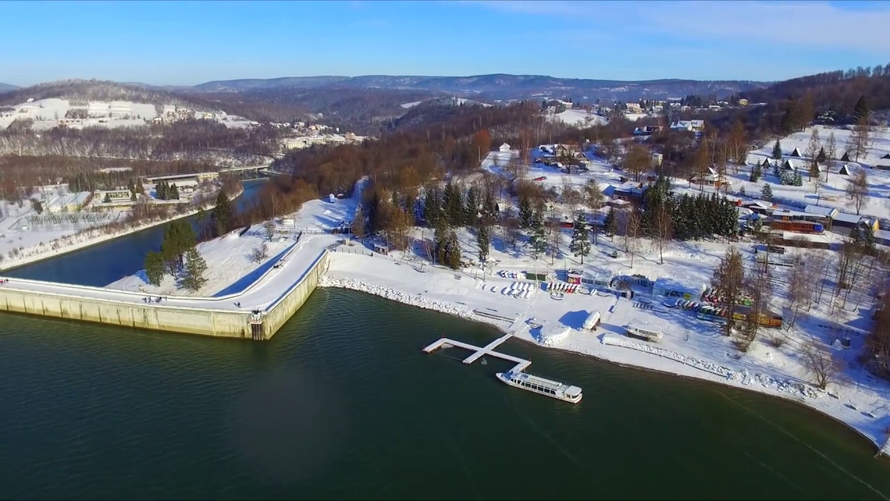 Bieszczady zimą - Ustrzyki Dolne - Jezioro Solińskie  from drone