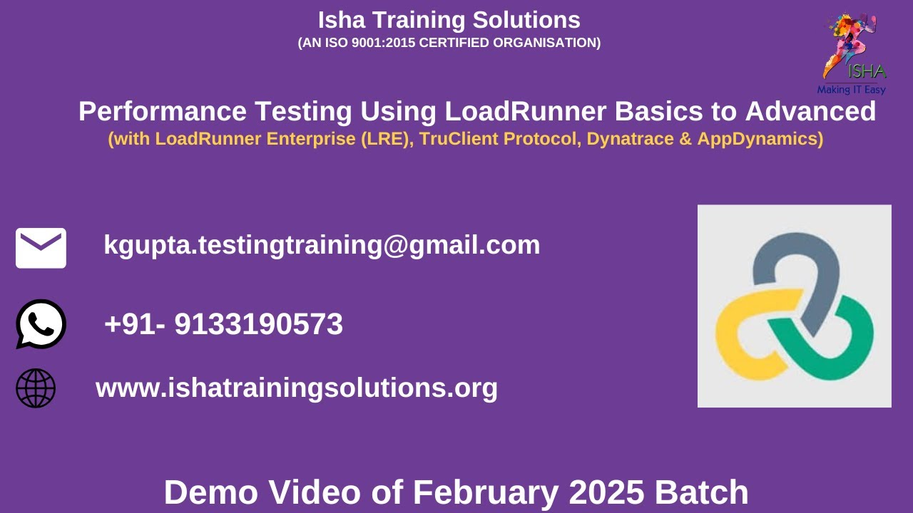 Performance Testing using LoadRunner Demo video on 5th February 2025.