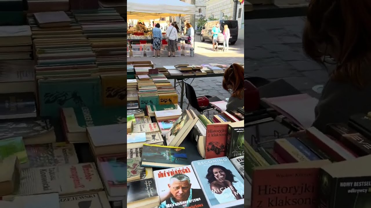 Book market in Krakow ❤️ Cracow second-hand used books Travel Poland