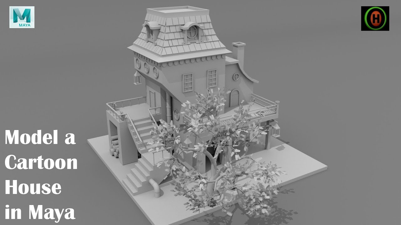 Autodesk Maya | How to Model a Cartoon House | Exterior Modeling | M#9